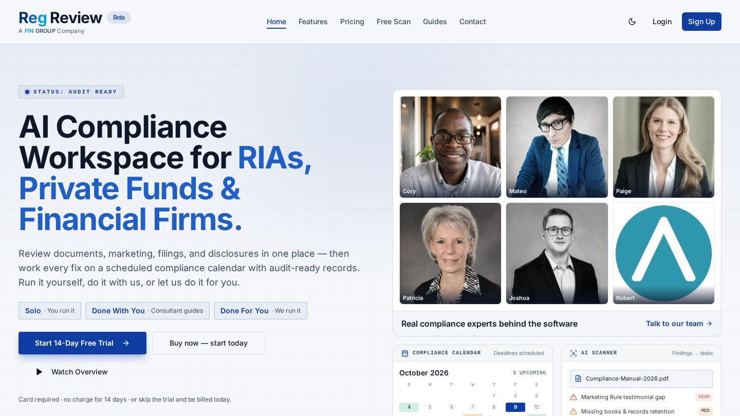 Reg Review homepage